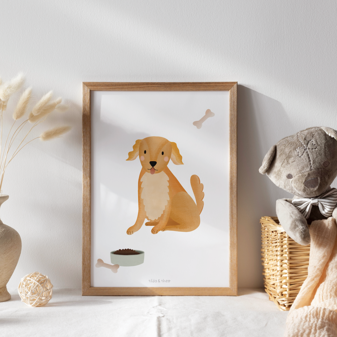 Poster Hund Golden Retriever - Kinderzimmer Kinderposter Baby