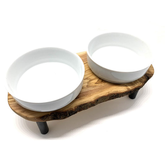 RUSTY PLUS feeding station (2 x 1.5 liter porcelain bowl) “jacked up” for food &amp; water