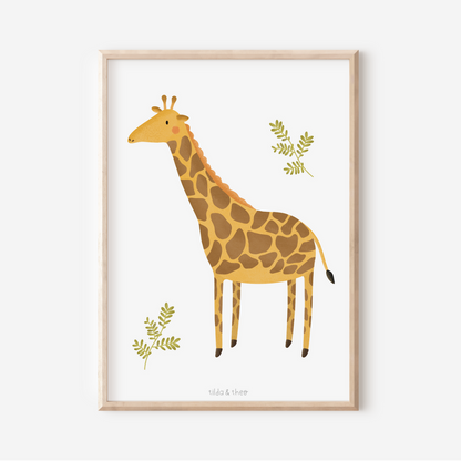 Poster Giraffe Kinderzimmer - Kinderposter Baby Tiere